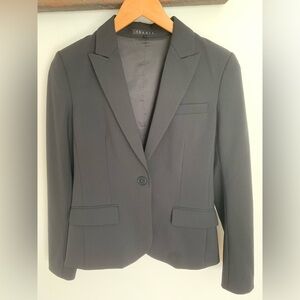Theory Blazer Women Size 6 Black Wool One Button